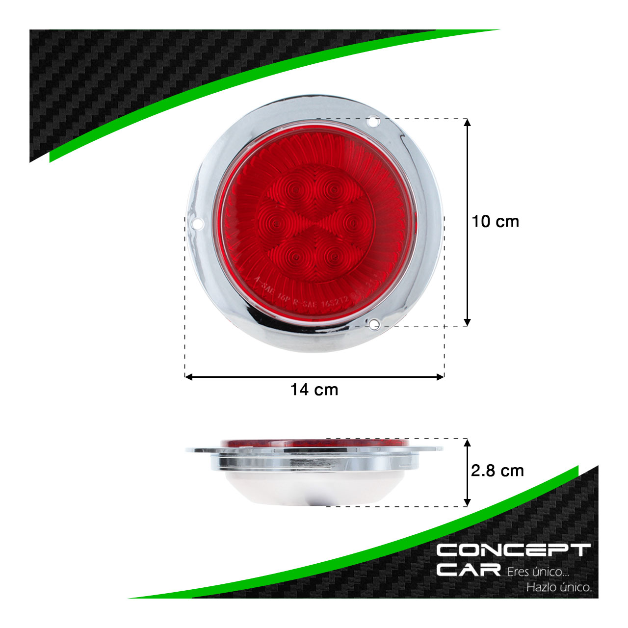 Par Plafon Redondo 6 Led Gel Alta Baja Estrobo Turbina 12-24v