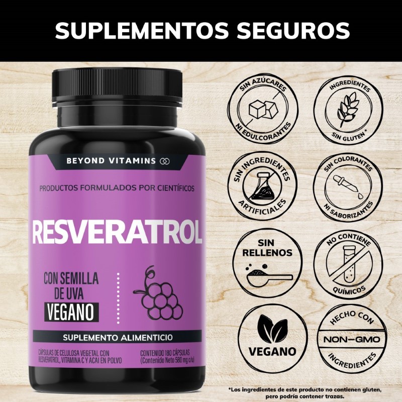 Suplemento Alimenticio Beyond Vitamins Resveratrol 180 cápsulas