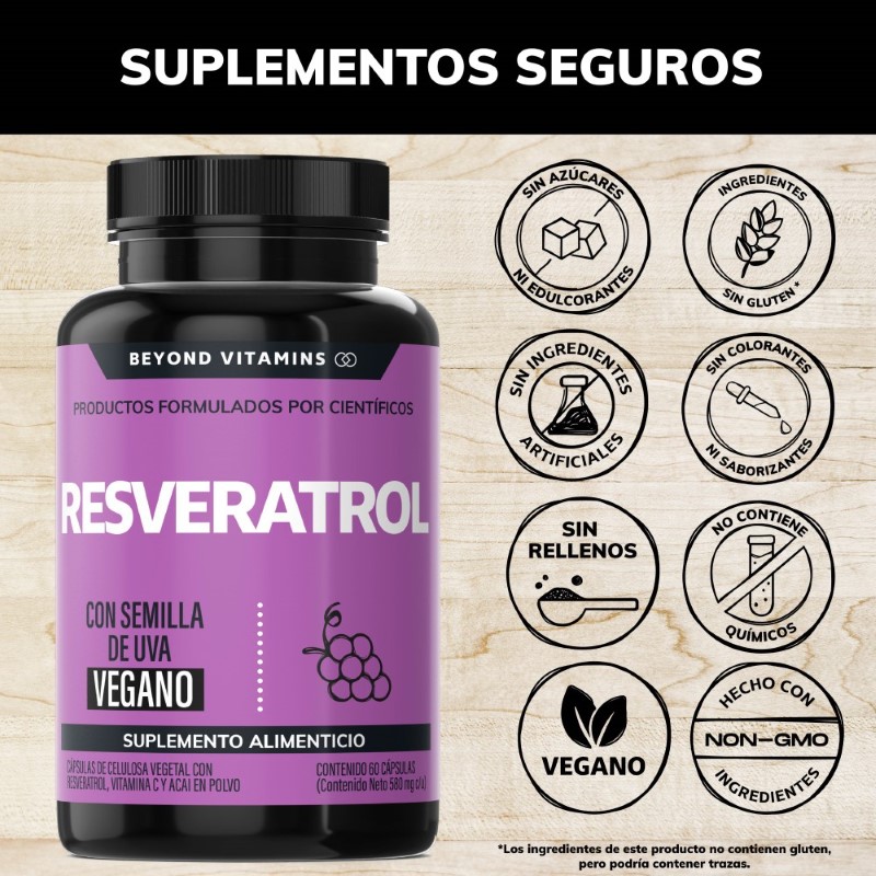 Suplemento Alimenticio Beyond Vitamins Resveratrol 60 cápsulas