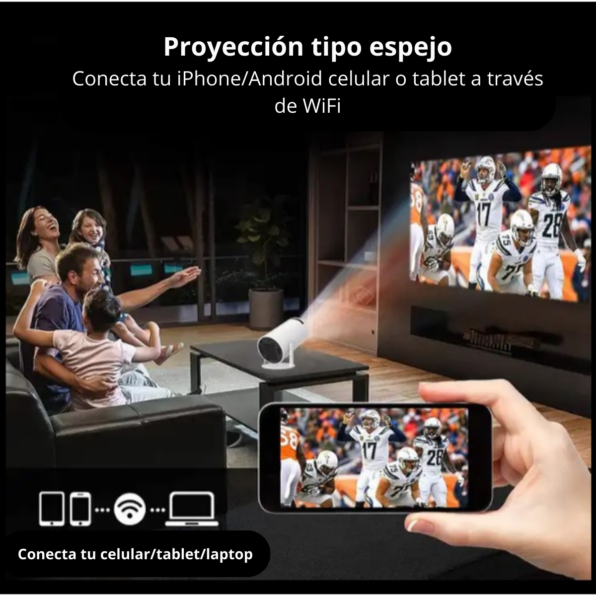 proyector para iphone iOS Samsung android celular Laptop Computadora PC mini