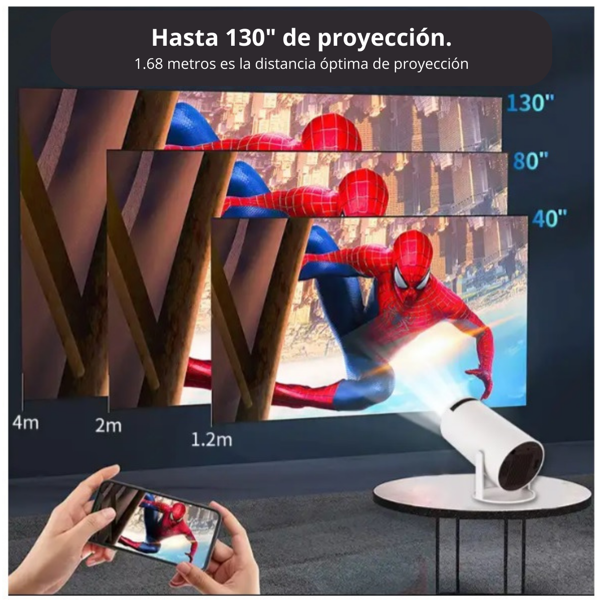 Proyector Hy300 5g 4k Compatible con iOS y Android Blanco.