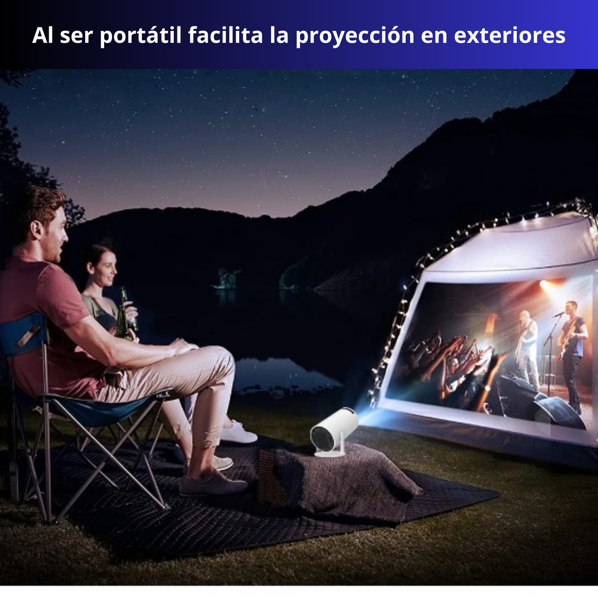 Proyector Hy300 5g 4k Compatible con iOS y Android Blanco.