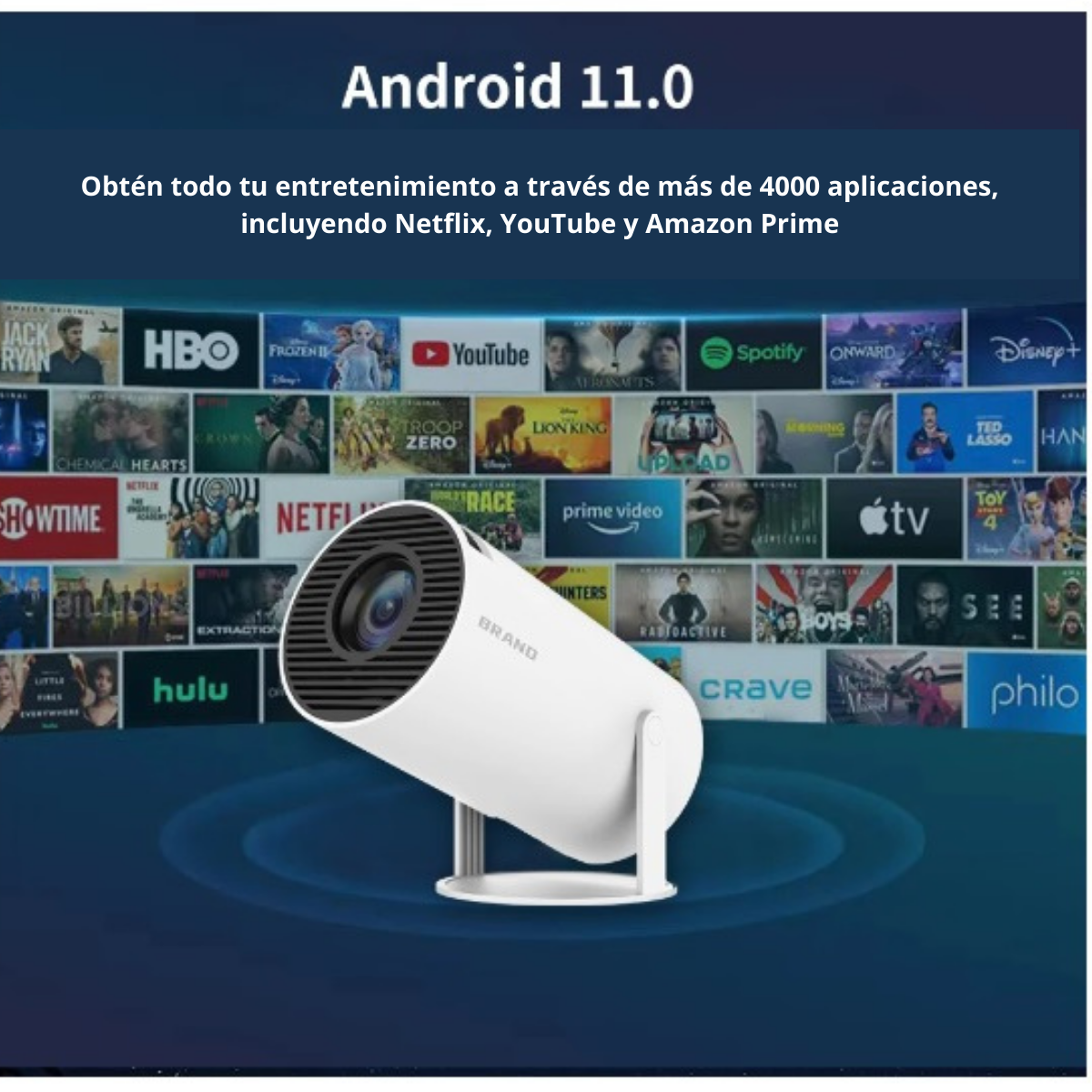 Proyector Hy300 5g 4k Compatible con iOS y Android Blanco.