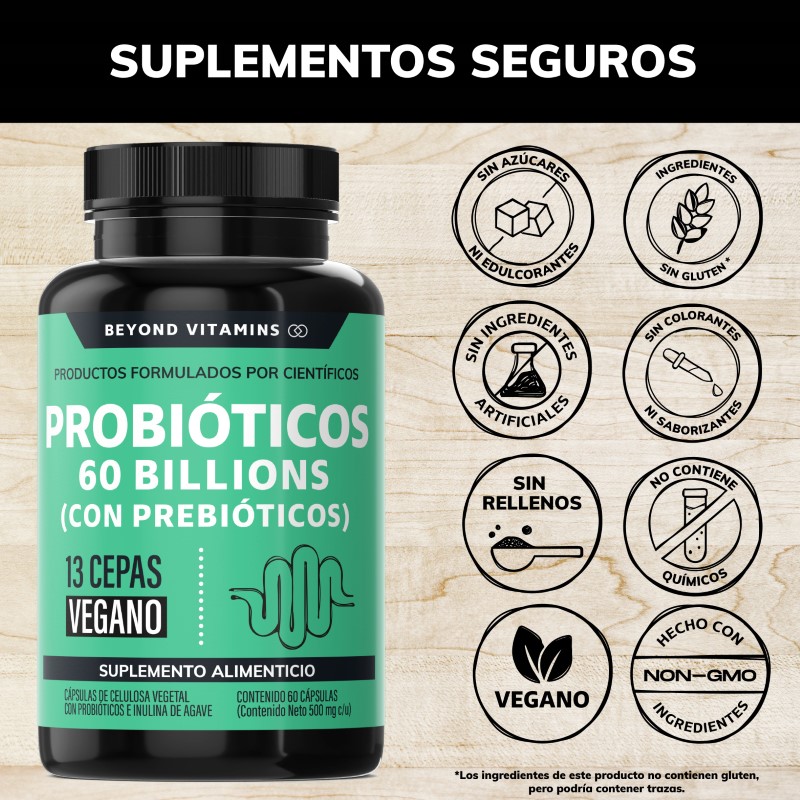 Suplemento Alimenticio Beyond Vitamins Probioticos 60 Billion UFC + Prebióticos 60 cápsulas