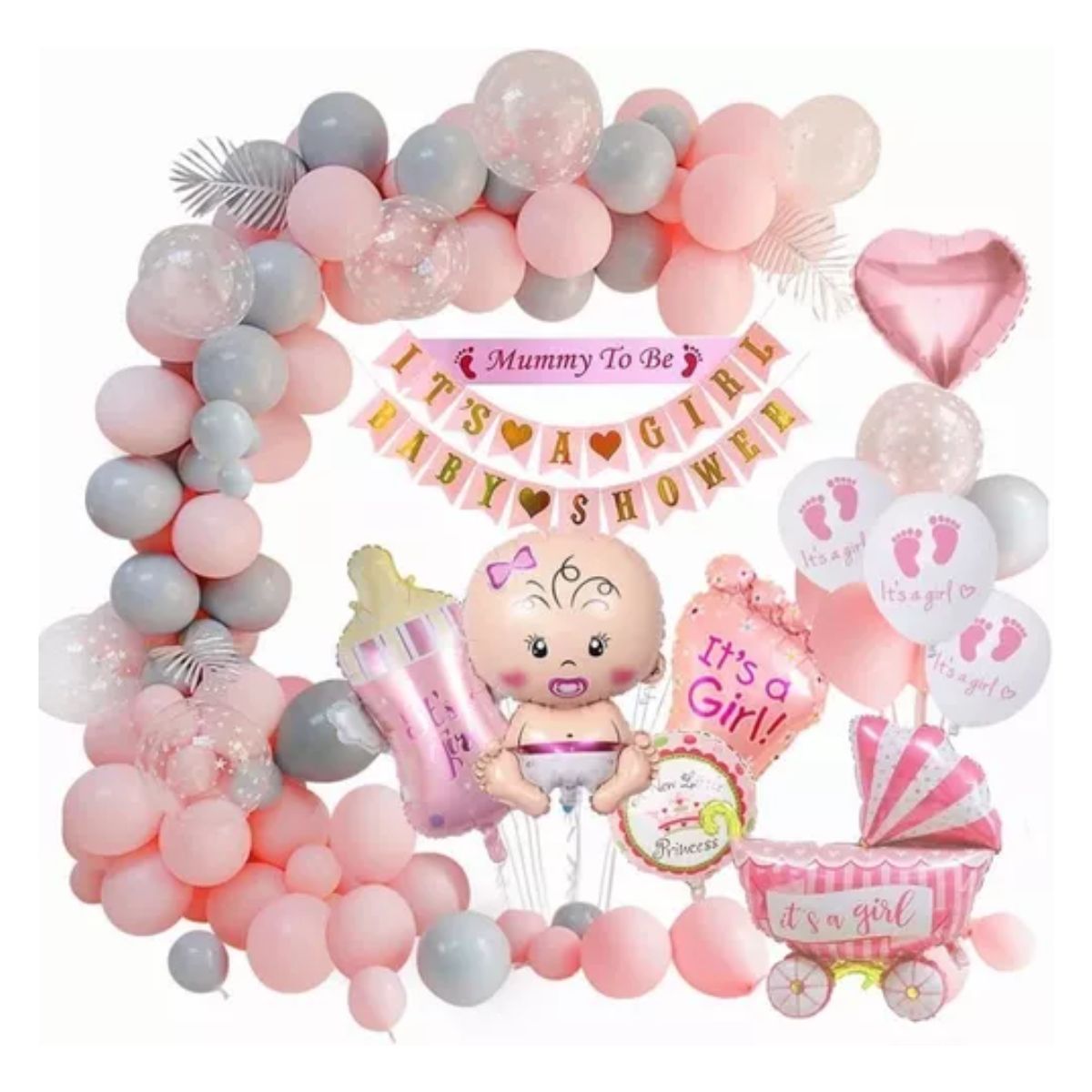 Baby Shower Niñas Decoraciones, Globos Rosas Bebé Rosa
