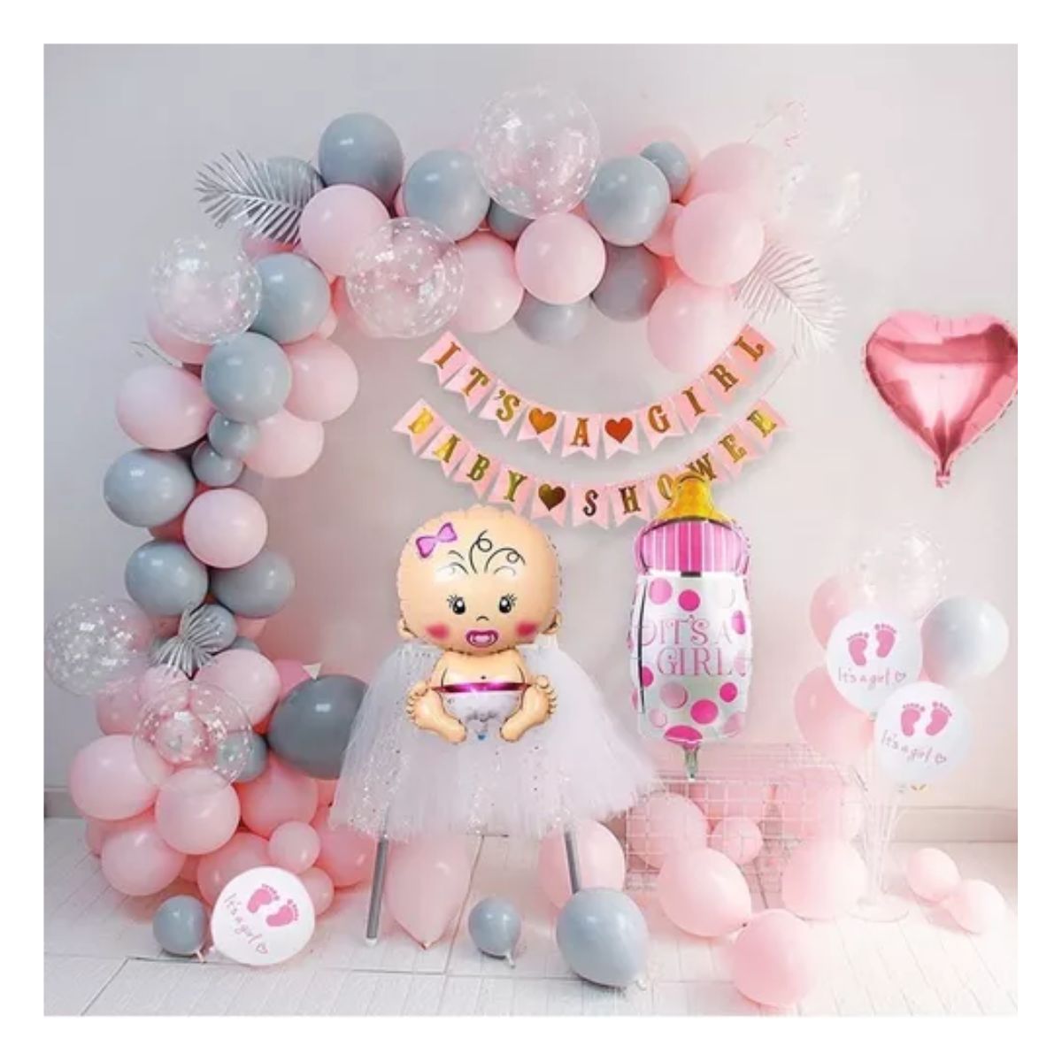 Baby Shower Niñas Decoraciones, Globos Rosas Bebé Rosa