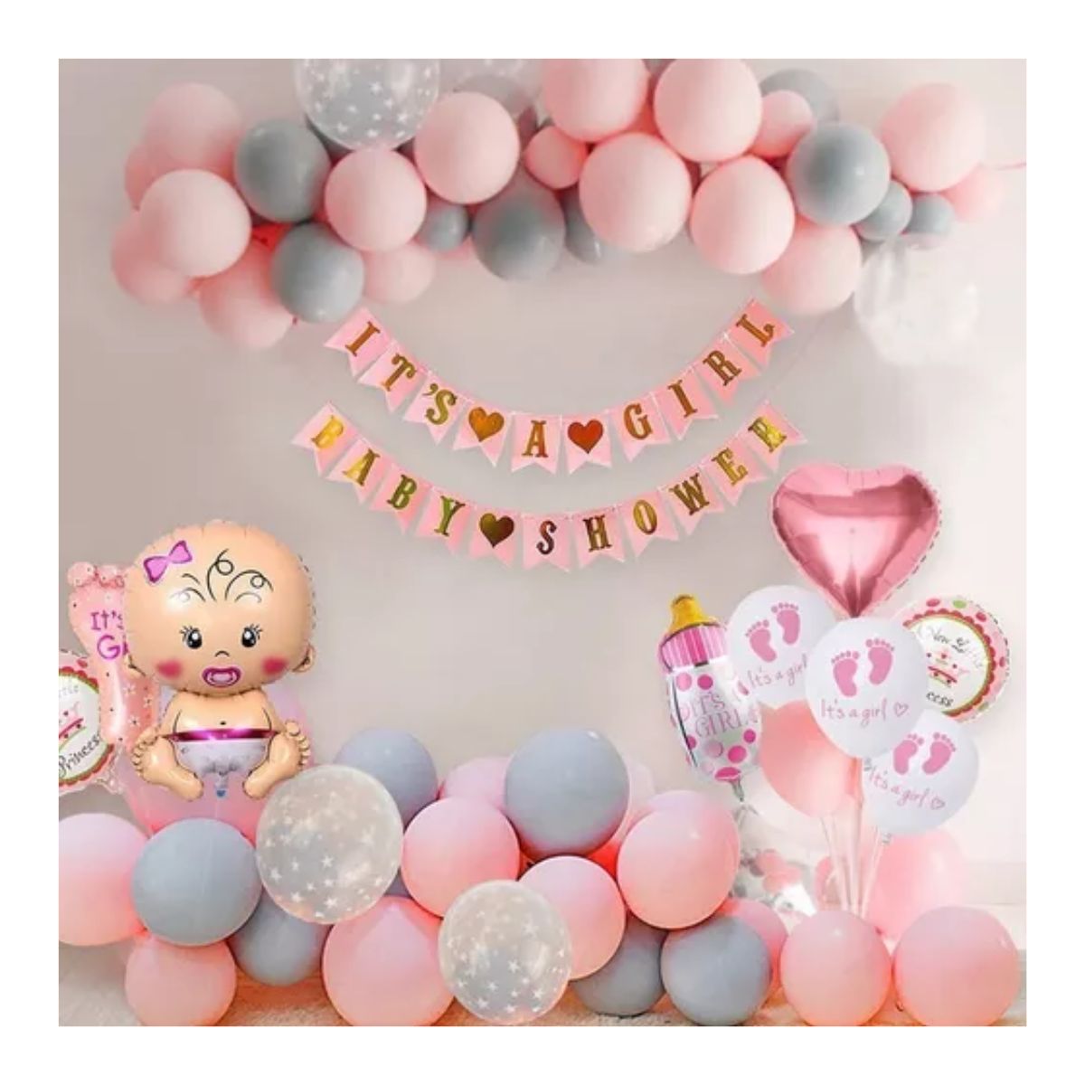 Baby Shower Niñas Decoraciones, Globos Rosas Bebé Rosa