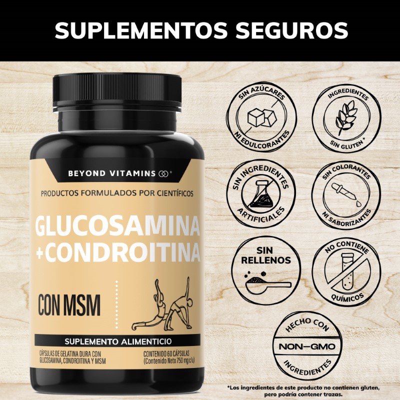 Suplemento Alimenticio Beyond Vitamins Glucosamina + Condroitina con MSM 60 cápsulas