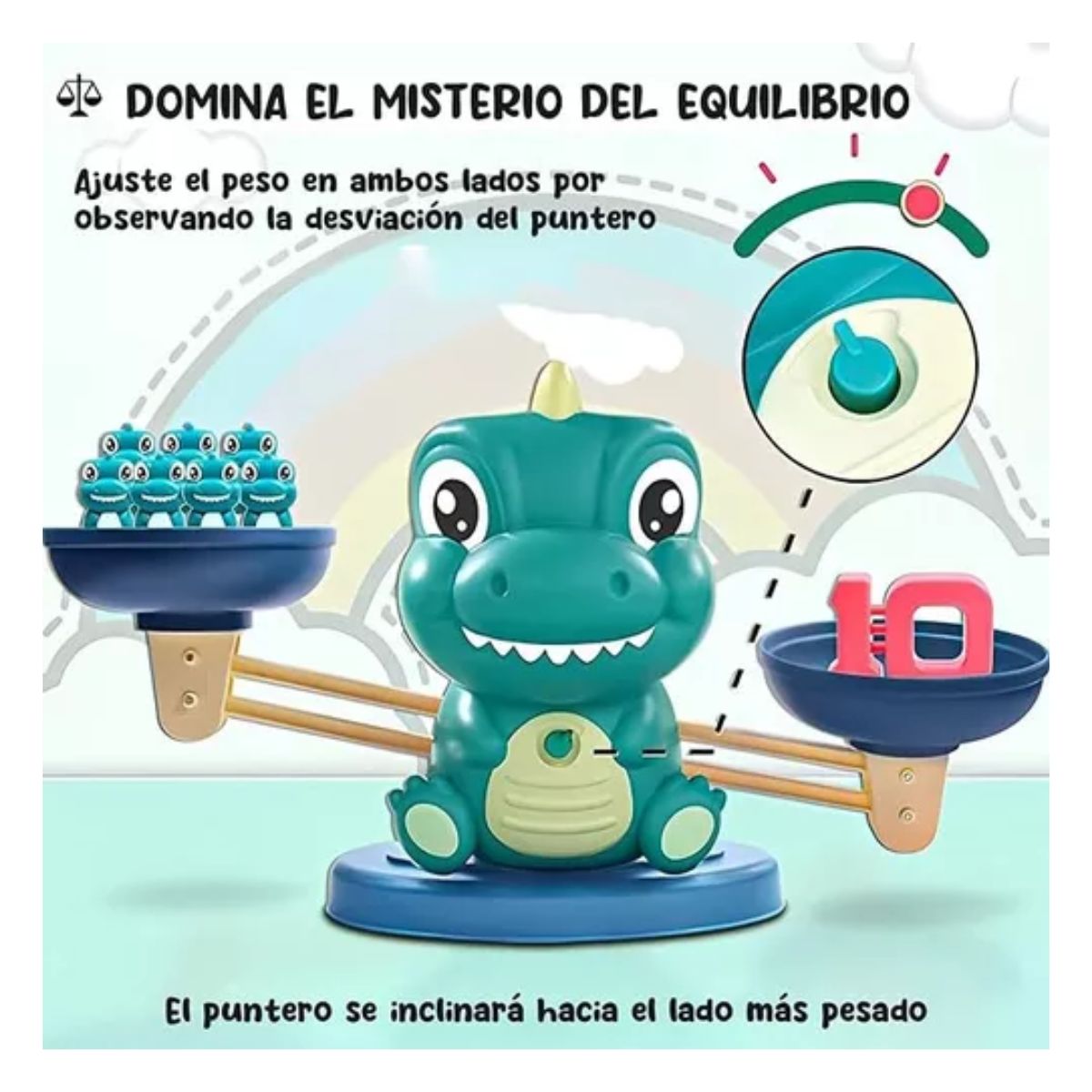 Juguete De Educación Equilibrio Matemático Dinosaurio Niños Verde