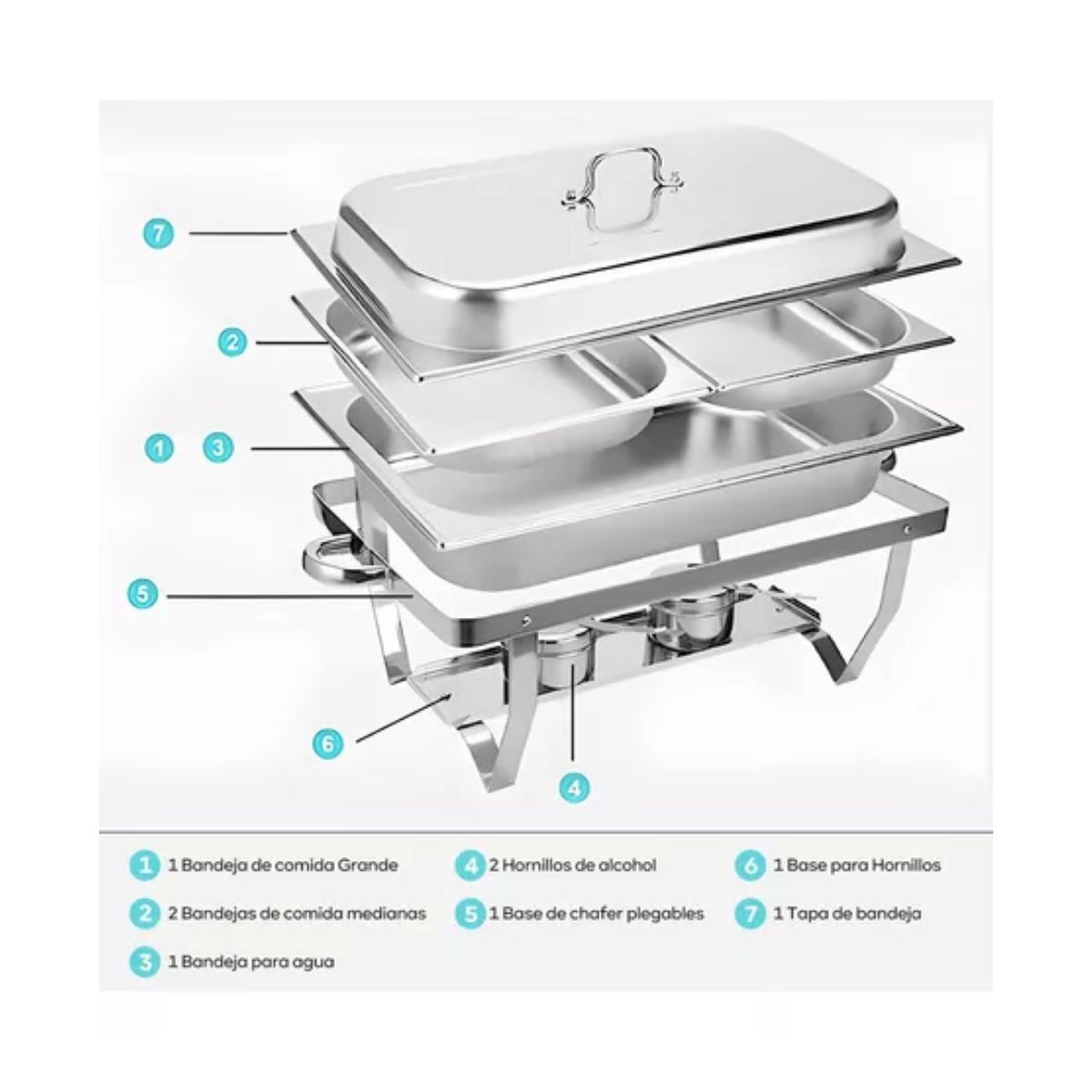 Ollas Vaporeras De Acero Inox Y 2 Insertosestufa De Buffet Plata