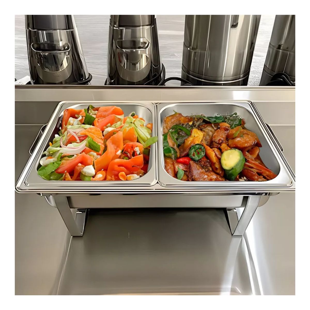 Ollas Vaporeras De Acero Inox Y 2 Insertosestufa De Buffet Plata