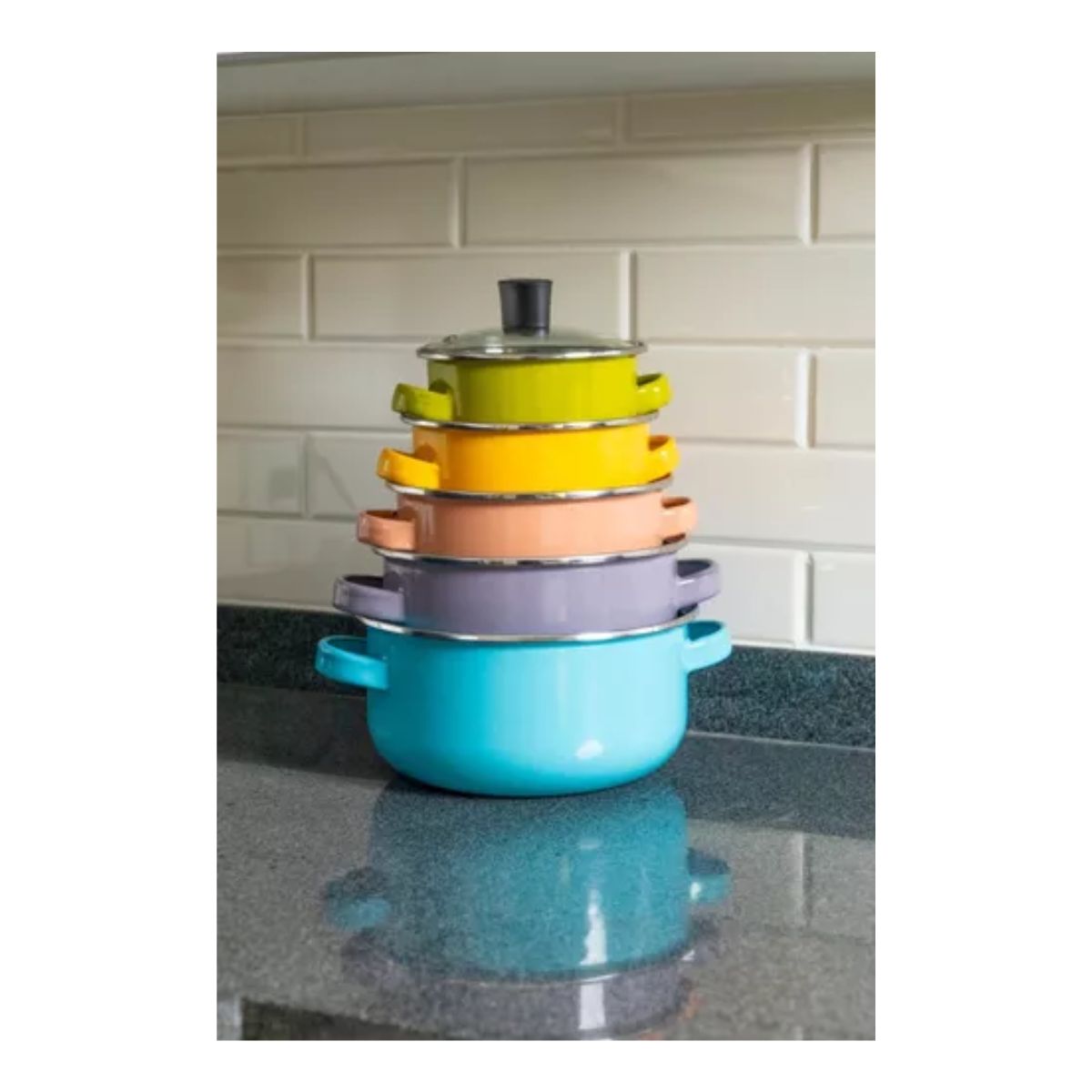 Juego De 5 Ollas Budineras Altas Cinsa Multicolor Con Tapa Colores