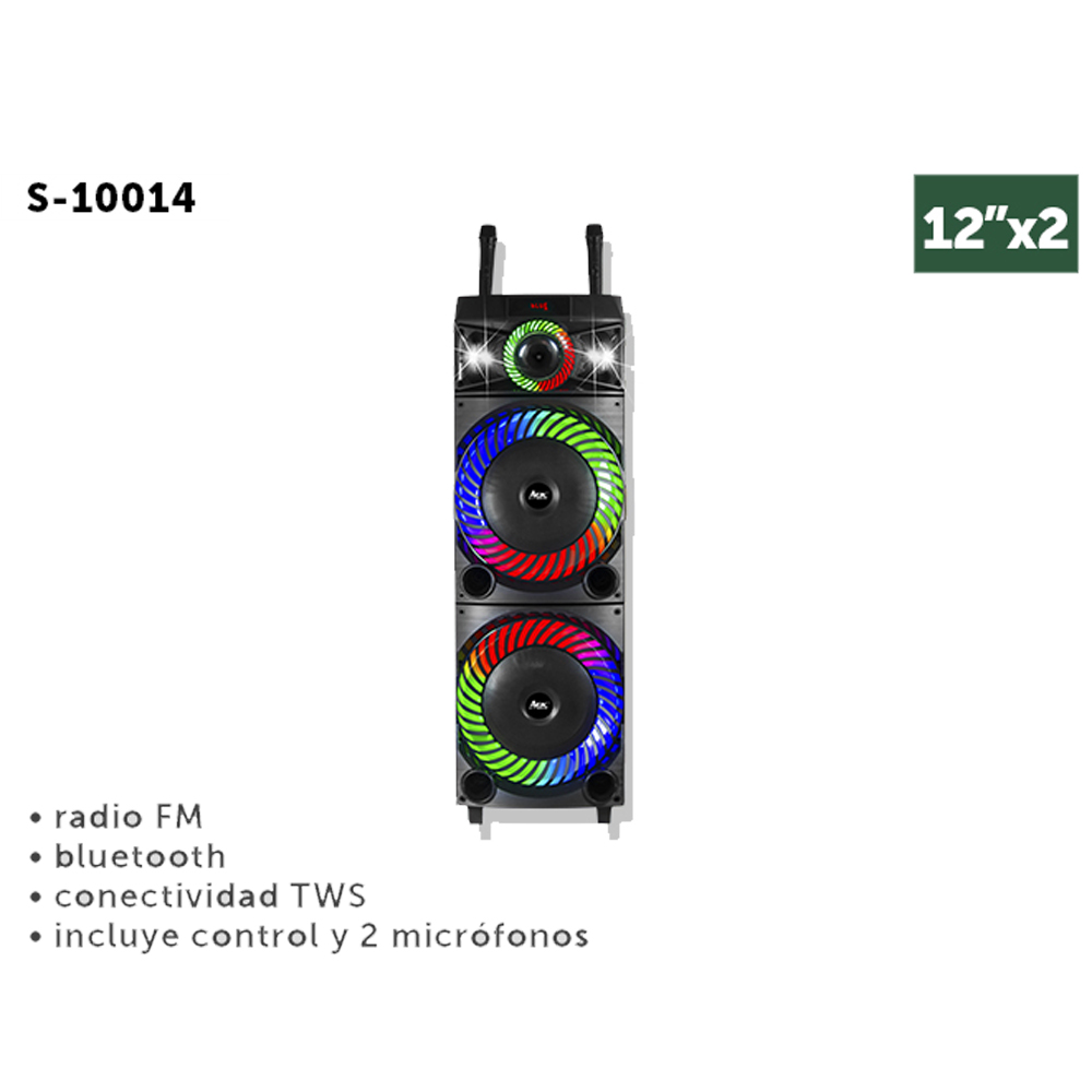 Bocina Bluetooth Portátil Doble Bocina de 12 Pulgadas Radio FM