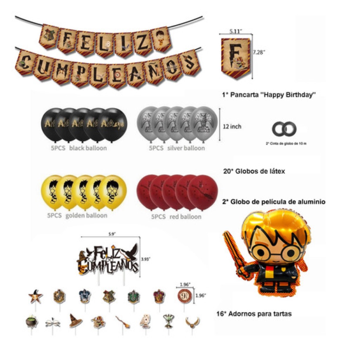 Globos De Cumpleaños Decoracion Fiesta Harry Potter Infantil 