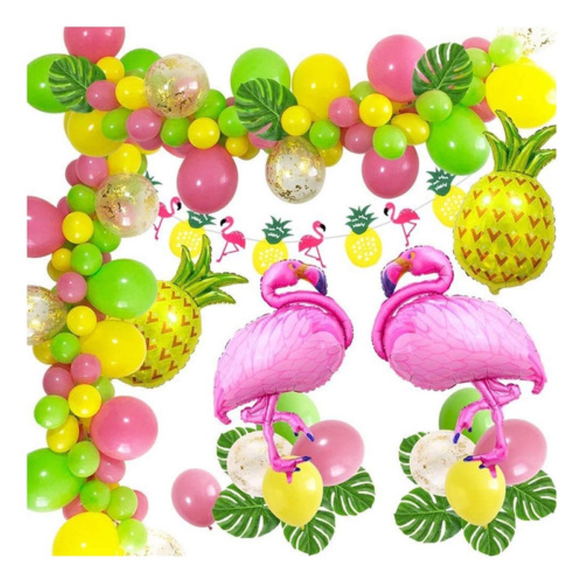 Decoracion Fiesta Hawaiana Kit De Globos Flamenco Tropical