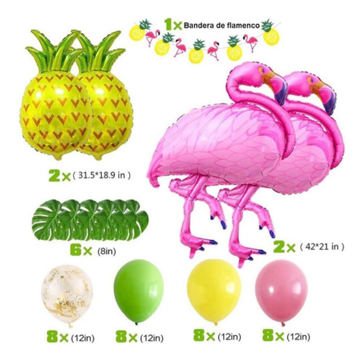 Decoracion Fiesta Hawaiana Kit De Globos Flamenco Tropical