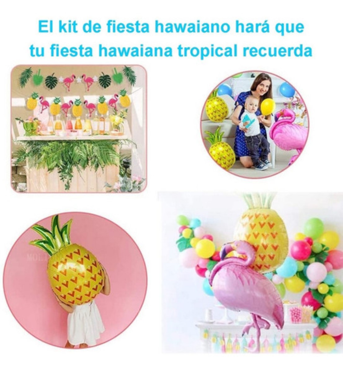 Decoracion Fiesta Hawaiana Kit De Globos Flamenco Tropical