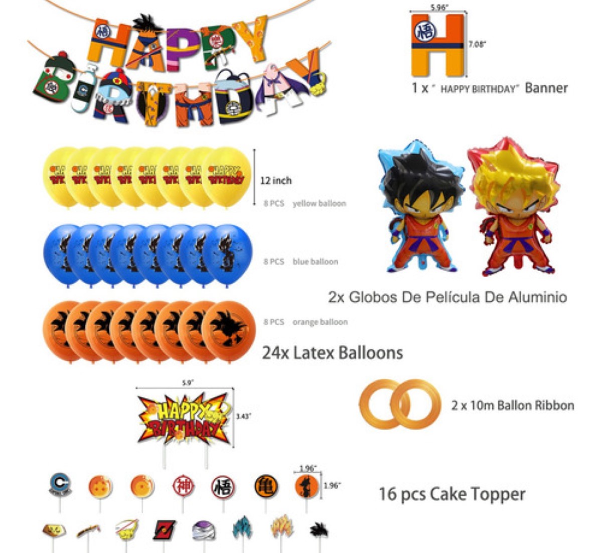 Globos De Cumpleaños Decoración Para Fiesta Dragon Ball Goku