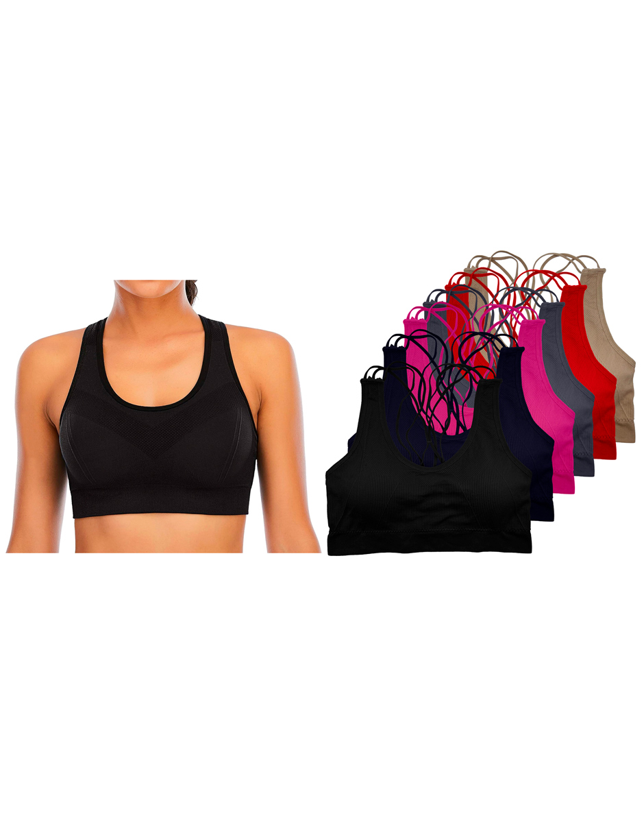 Set de 6 Tops Deportivos Con Copa Preformada Para Mujer Con 6 Diferentes Colores