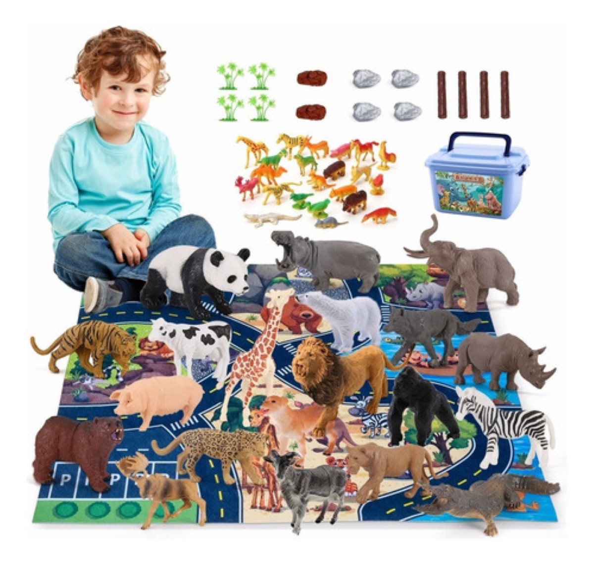 Juguetes De Animales Con Mapas 60 Pzs Multicolor
