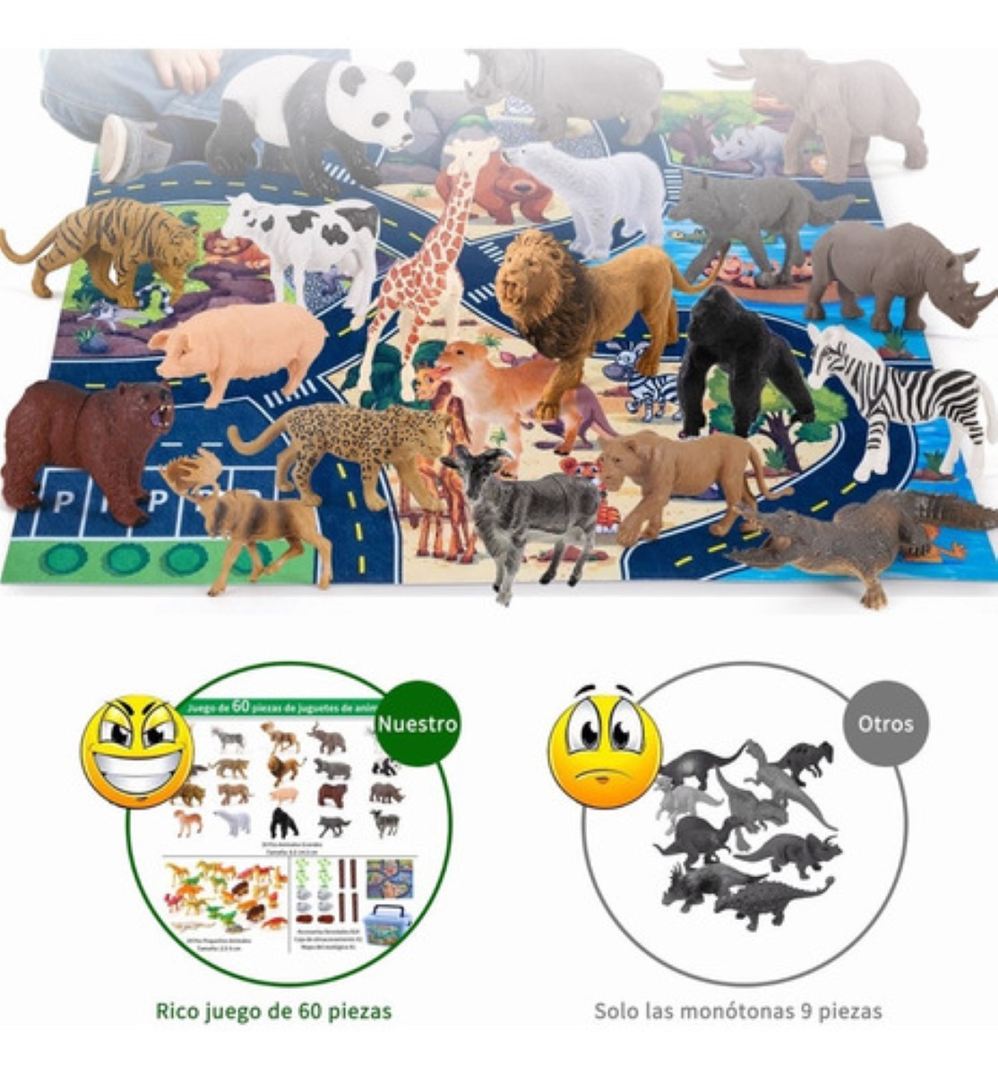 Juguetes De Animales Con Mapas 60 Pzs Multicolor