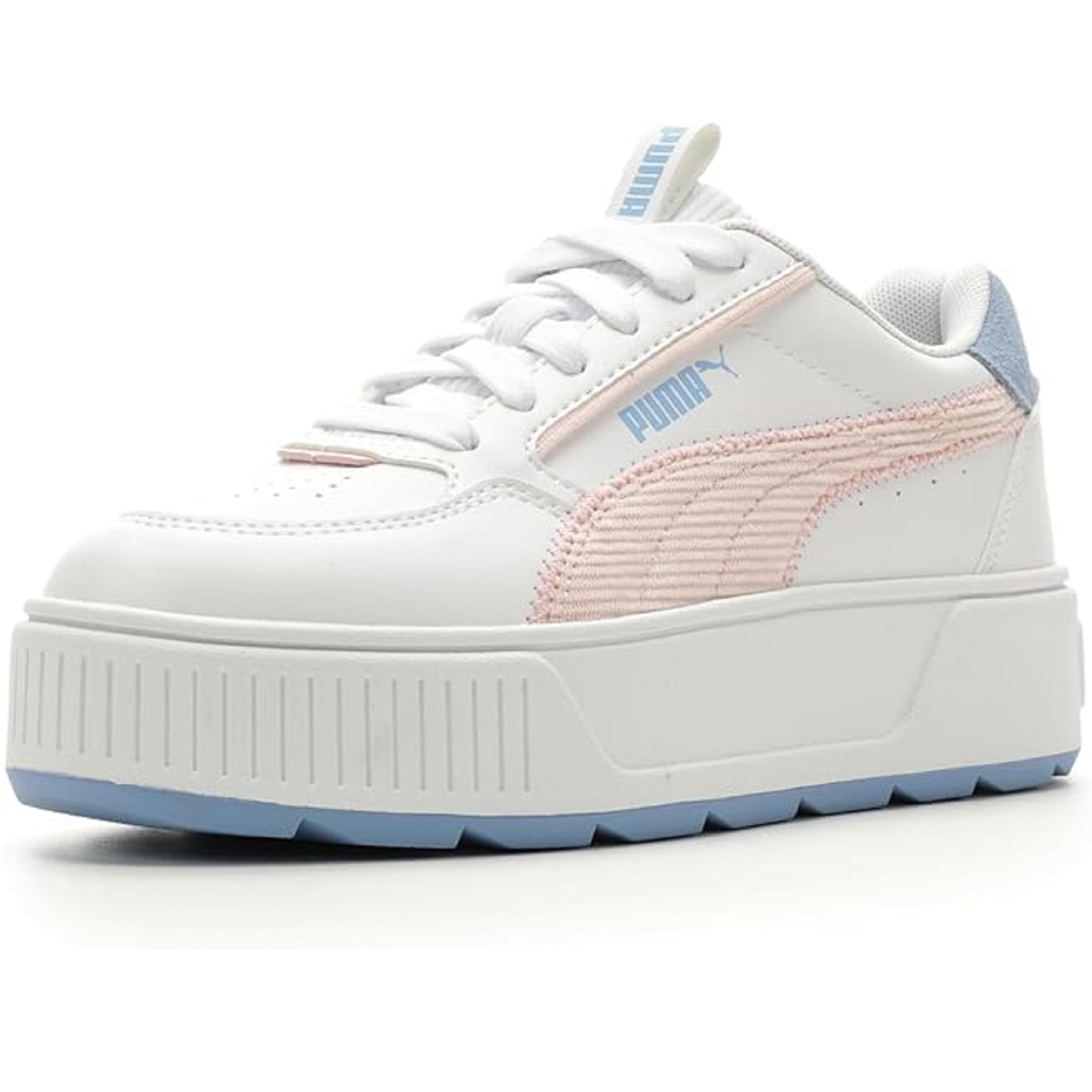Tenis Puma Karmen Rebelle Corduroy Ps blanco/rosa/azul niña .