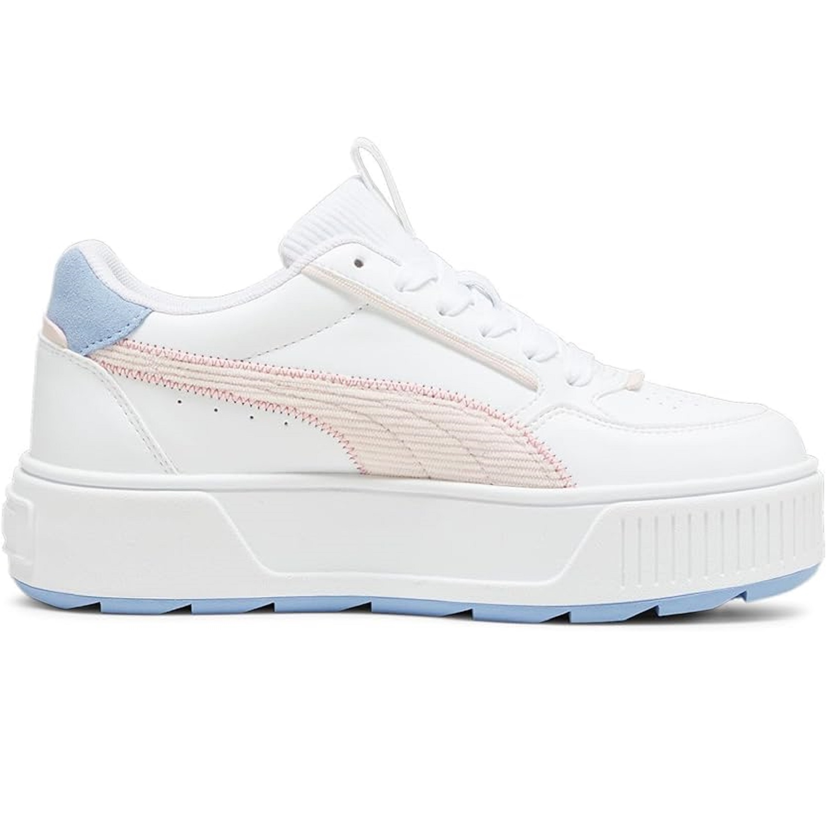 Tenis Puma Karmen Rebelle Corduroy Ps blanco/rosa/azul niña .