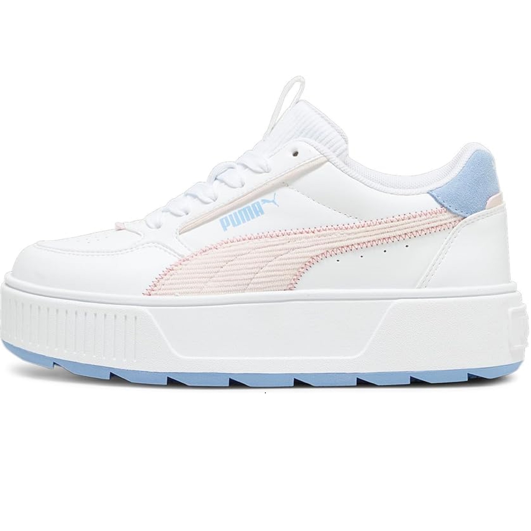 Tenis Puma Karmen Rebelle Corduroy Ps blanco/rosa/azul niña .