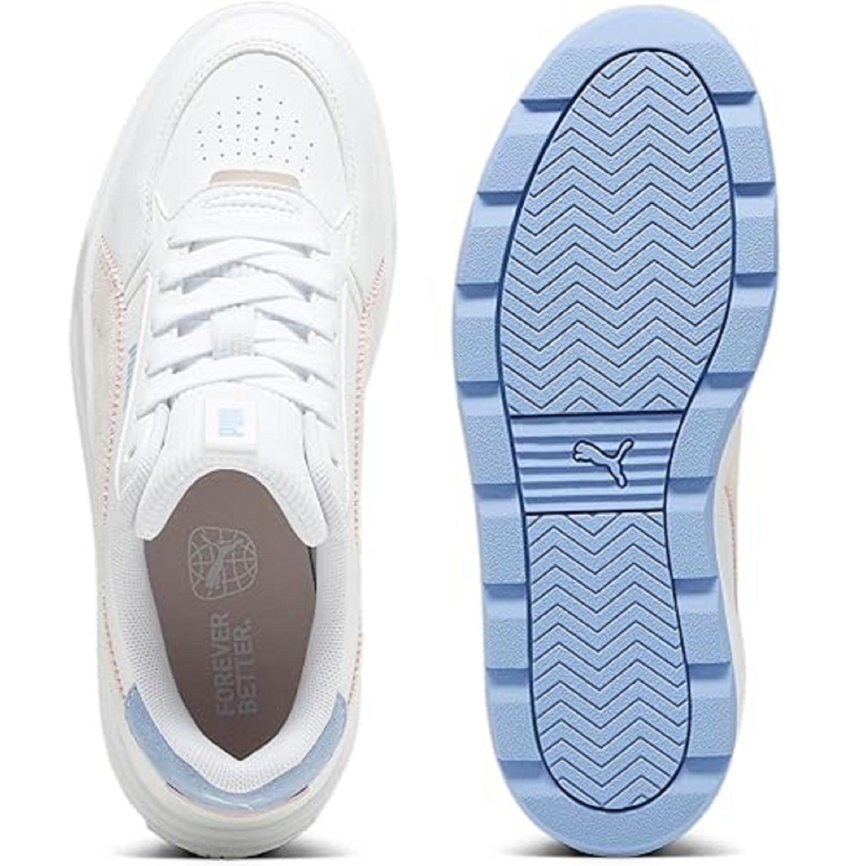 Tenis Puma Karmen Rebelle Corduroy Ps blanco/rosa/azul niña .