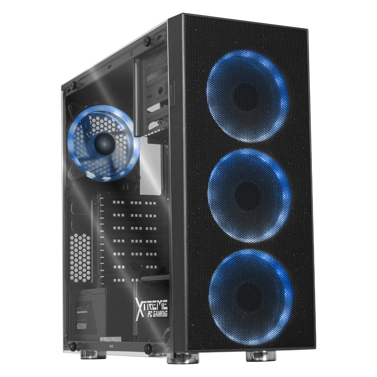 Gabinete Gamer XTREME PC GAMING LHYTOS GSX1000 ATX Fuente 600W 4 Fan Cristal Templado ARGB 
