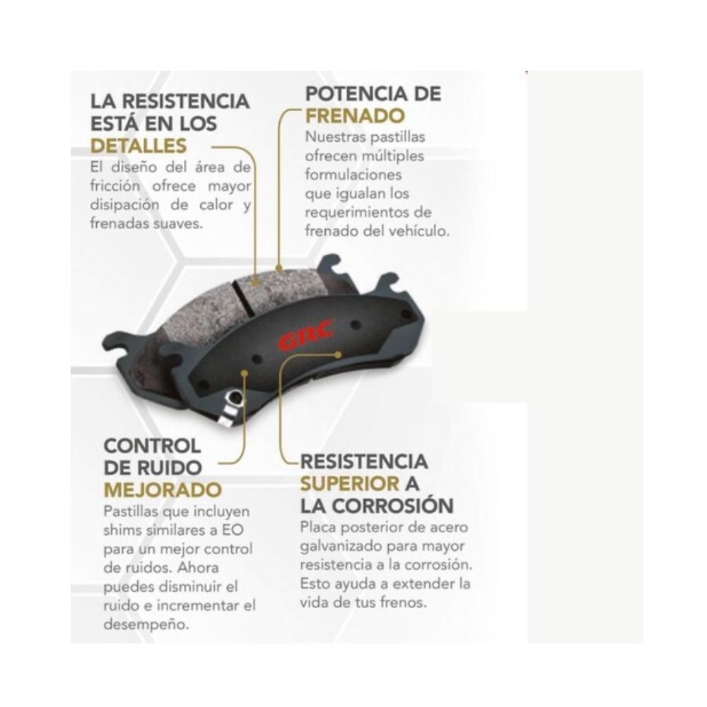 Balatas Traseras GRC Ultra para Audi A3 2014 2015 2016 2017 2018 Ceramica