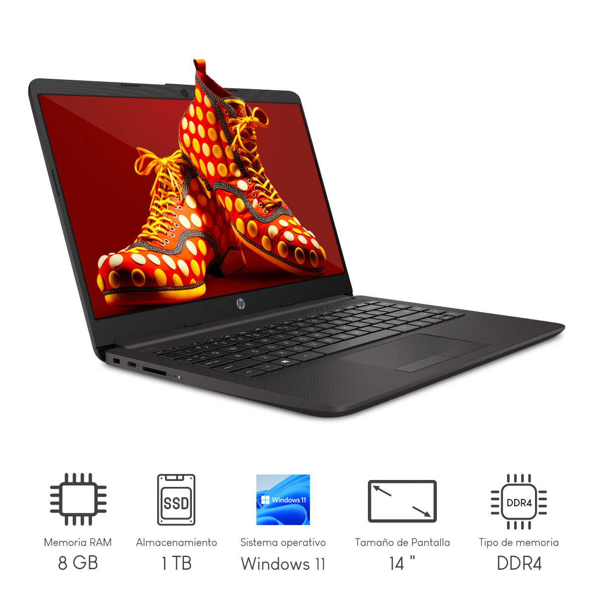 Combo Laptop HP 240 G8 Intel CI3-1115G4 2C 8GB 1tb HDD 14Pulg HD W11H Black + Audífonos