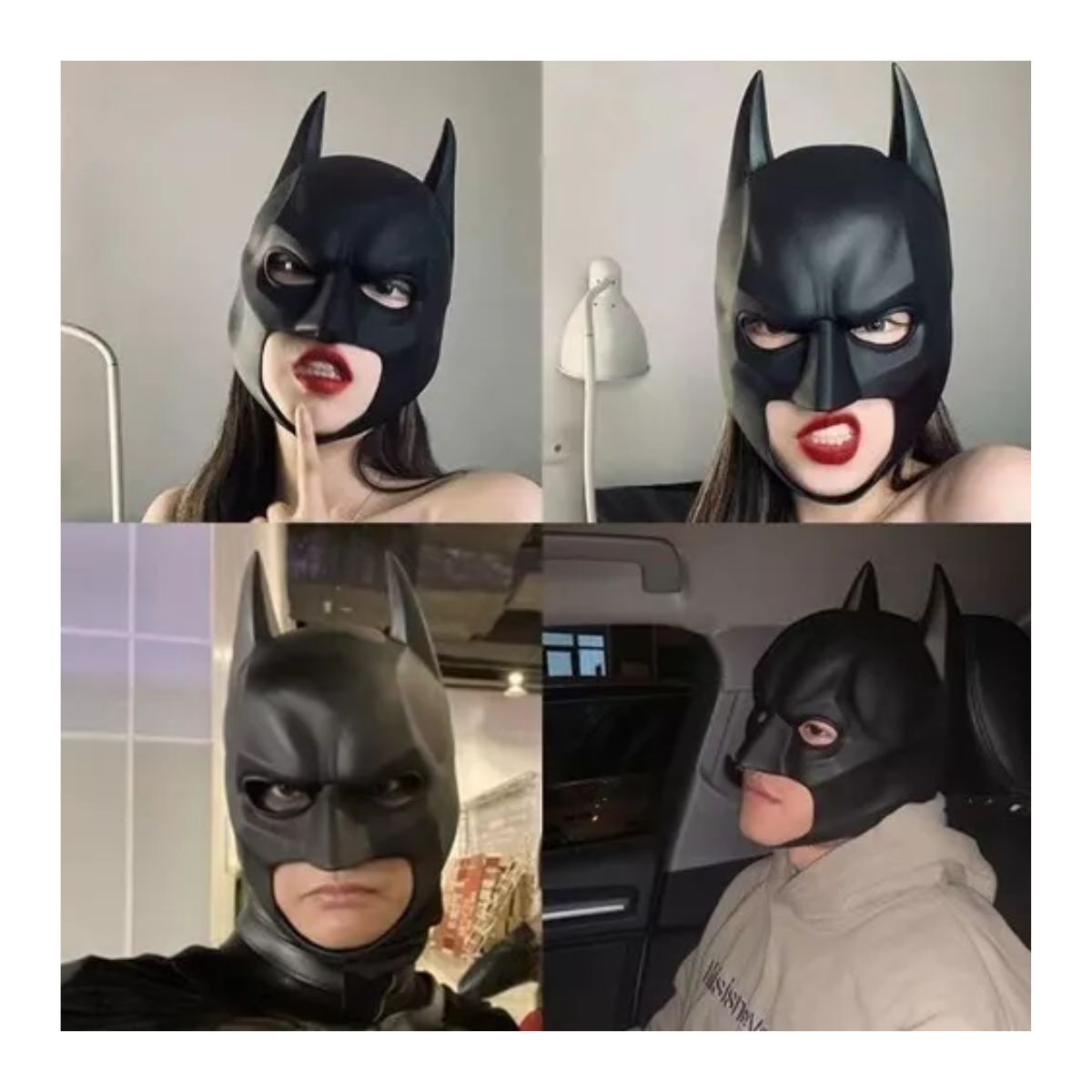 Adecuado Para La Máscara De Látex De Batman Negro