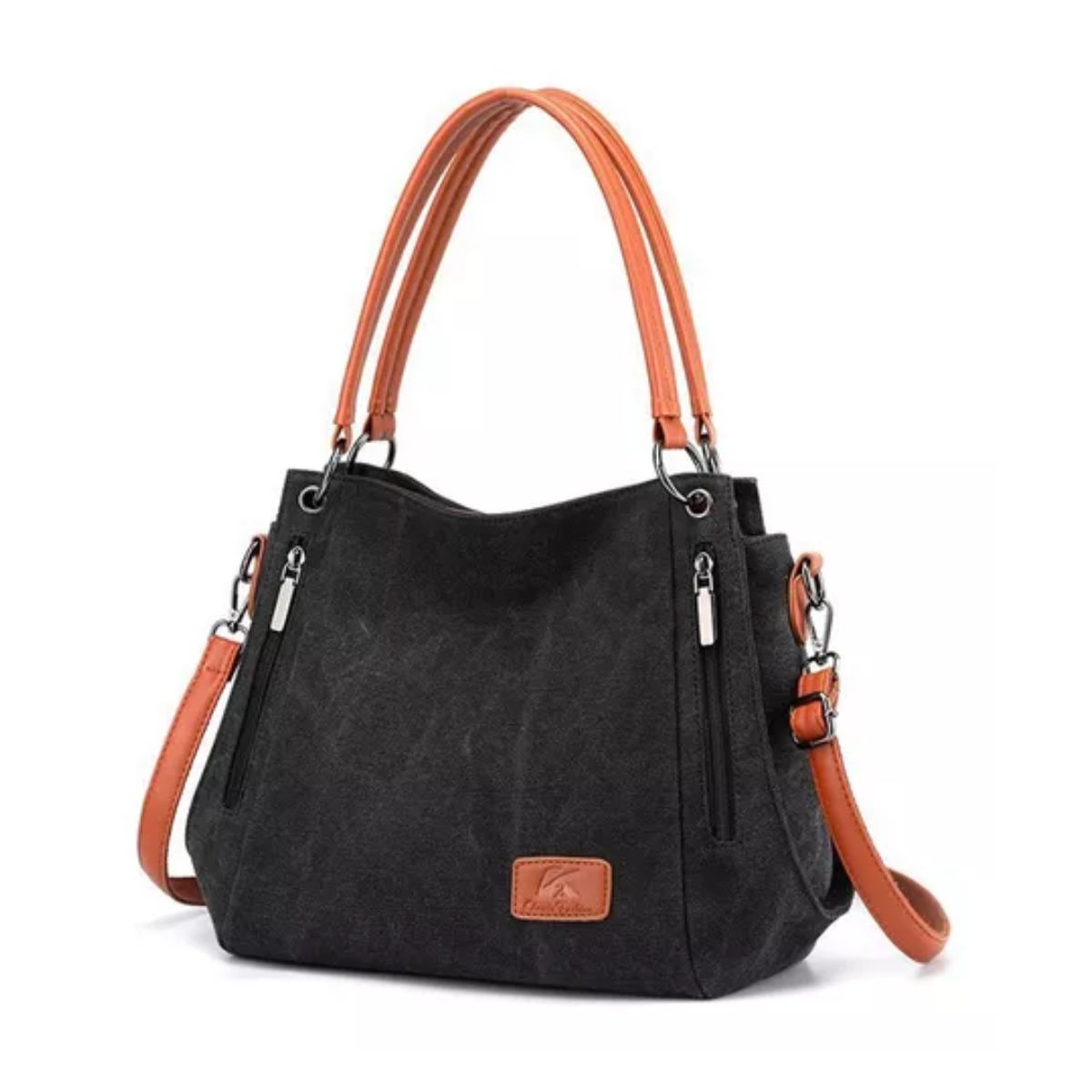 Bolso Multifuncional De Lona De Gran Capacidad Para Mujer Negro/cafe