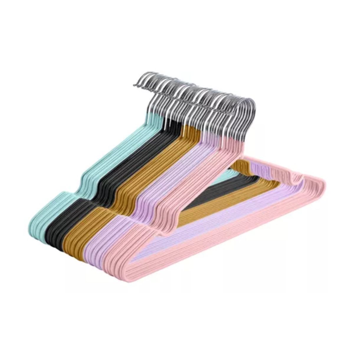 Paquete 20 Ganchos Ropa Tintoreria Metalicos Antiderrapantes Colores