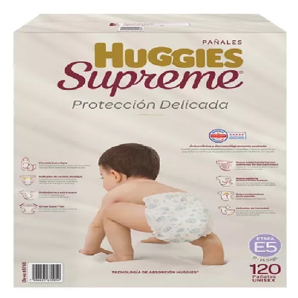 Pañales Huggies Supreme Etapa 5 Unisex 120 Pzs