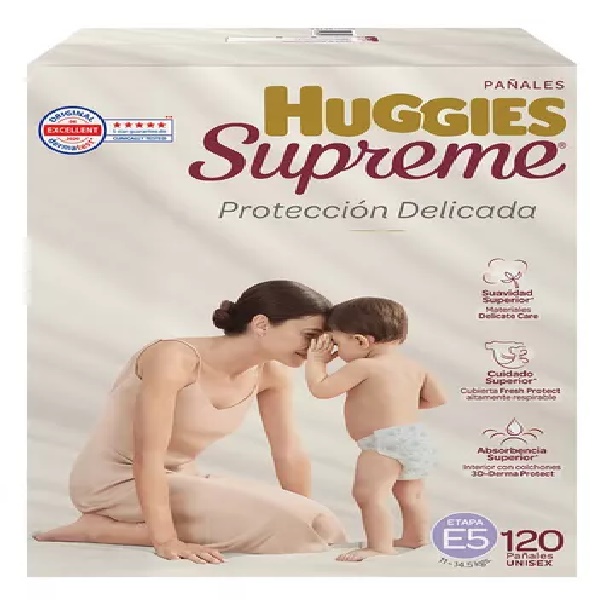 Pañales Huggies Supreme Etapa 5 Unisex 120 Pzs