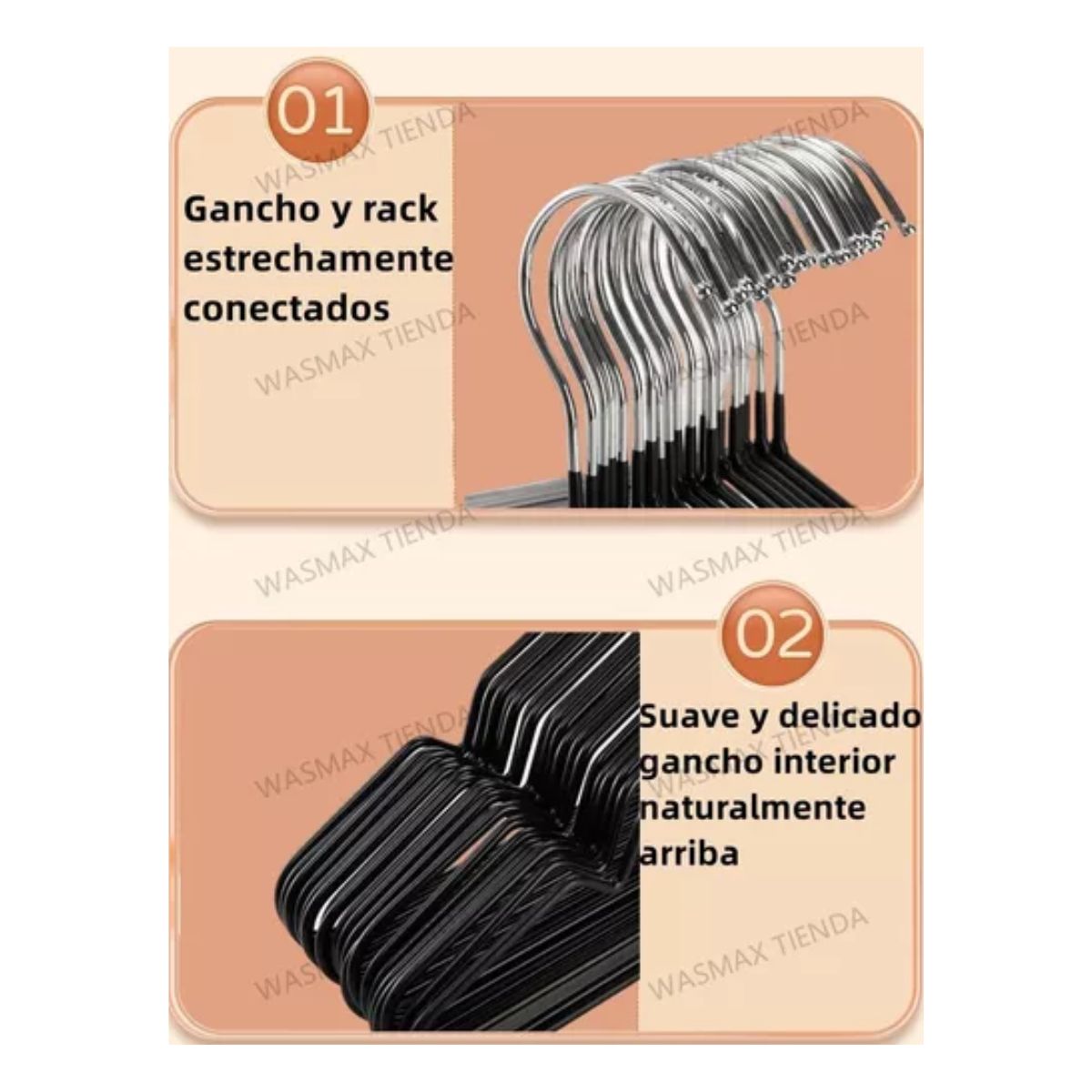 25 Ganchos Para Ropa Organizador+20m Tendedero+50pinzas Ropa Negro