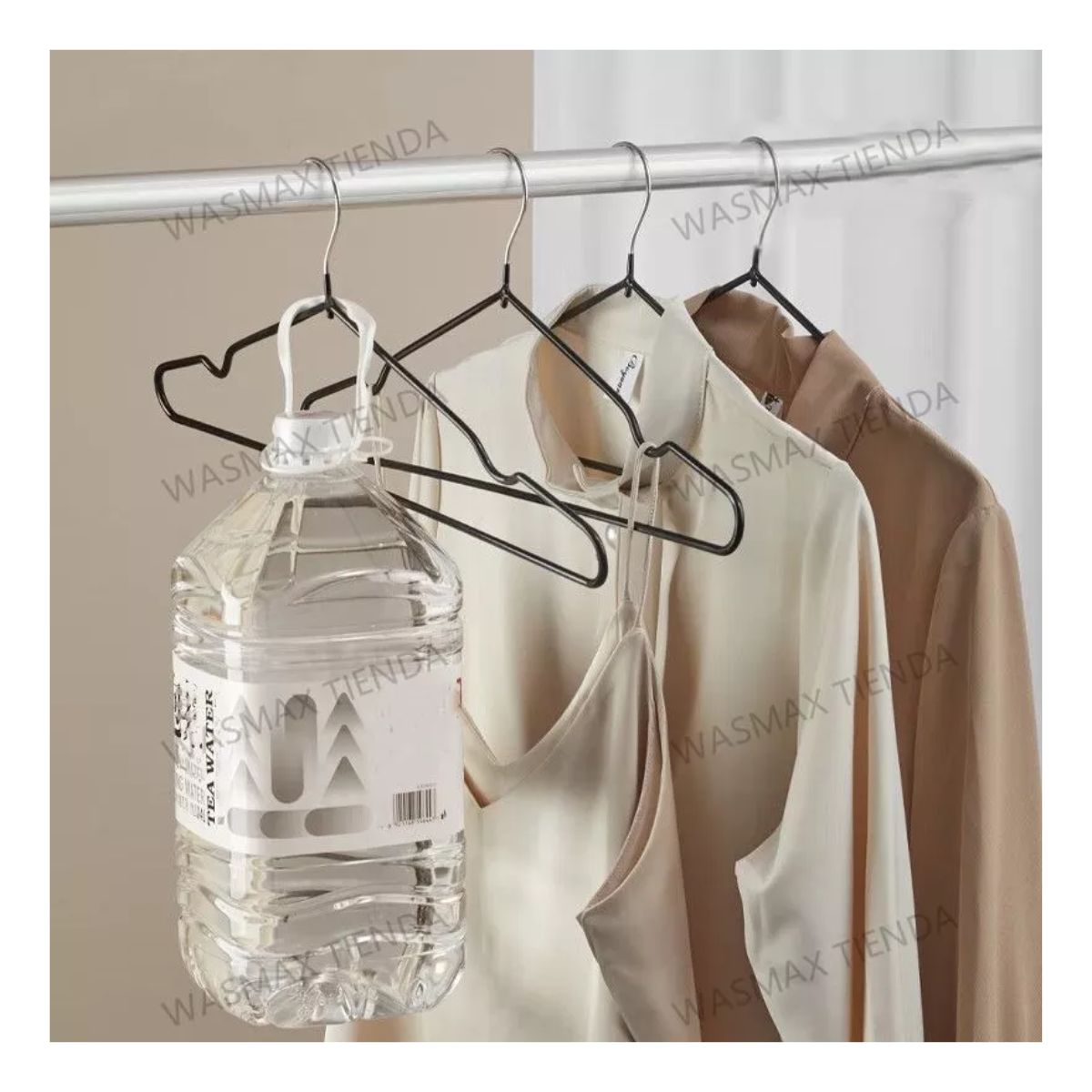 25 Ganchos Para Ropa Organizador+20m Tendedero+50pinzas Ropa Negro