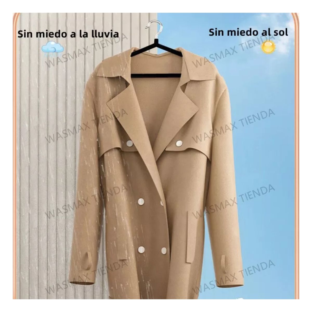 25 Ganchos Para Ropa Organizador+20m Tendedero+50pinzas Ropa Negro