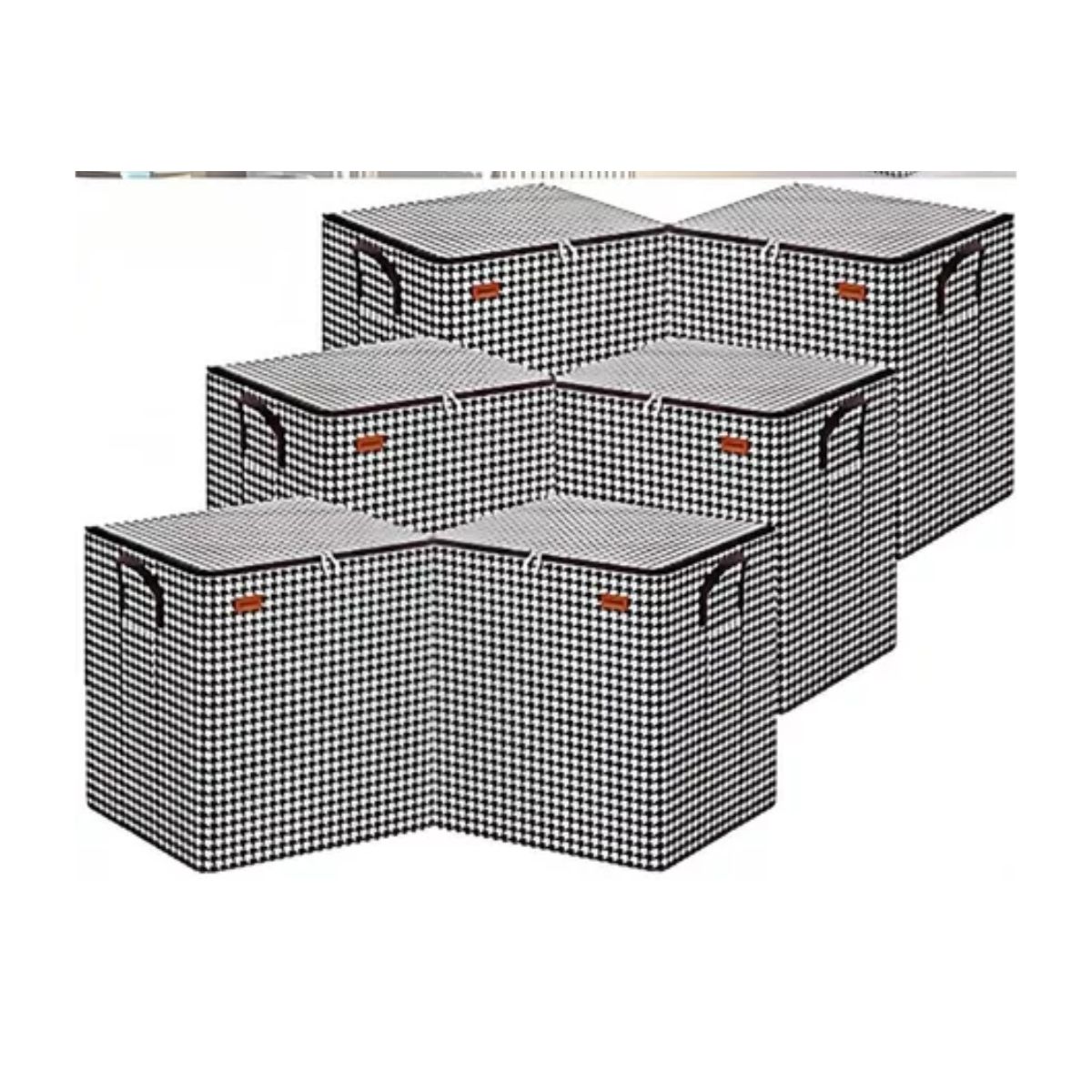 6 Pcs Bolsas Almacenamiento Guardar Cajas Para Ropa Edredone Negro/Blanco Cuadros