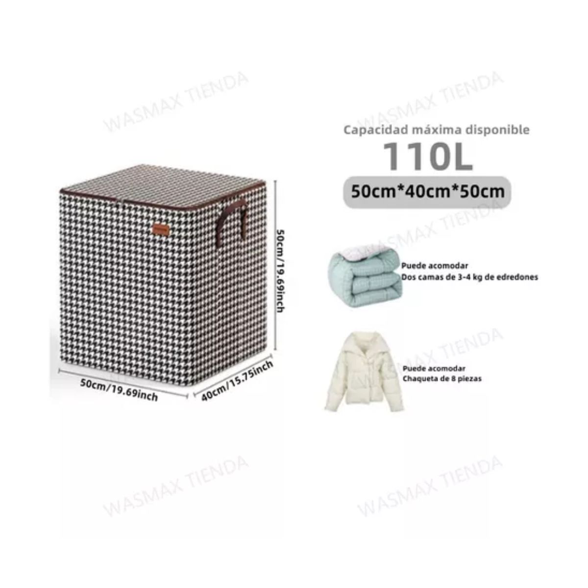 6 Pcs Bolsas Almacenamiento Guardar Cajas Para Ropa Edredone Negro/Blanco Cuadros