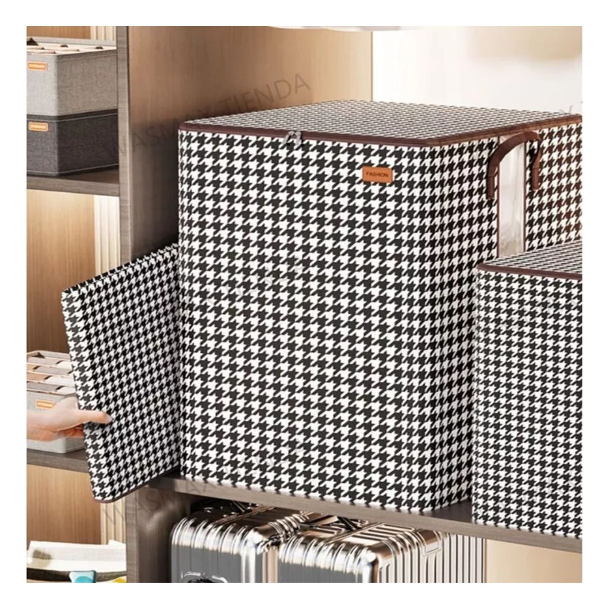 6 Pcs Bolsas Almacenamiento Guardar Cajas Para Ropa Edredone Negro/Blanco Cuadros