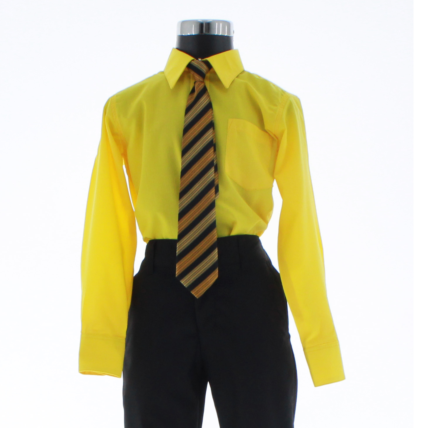 Camisa De Vestir Niño Color Amarillo Manga Larga 3596 2-18 Años..