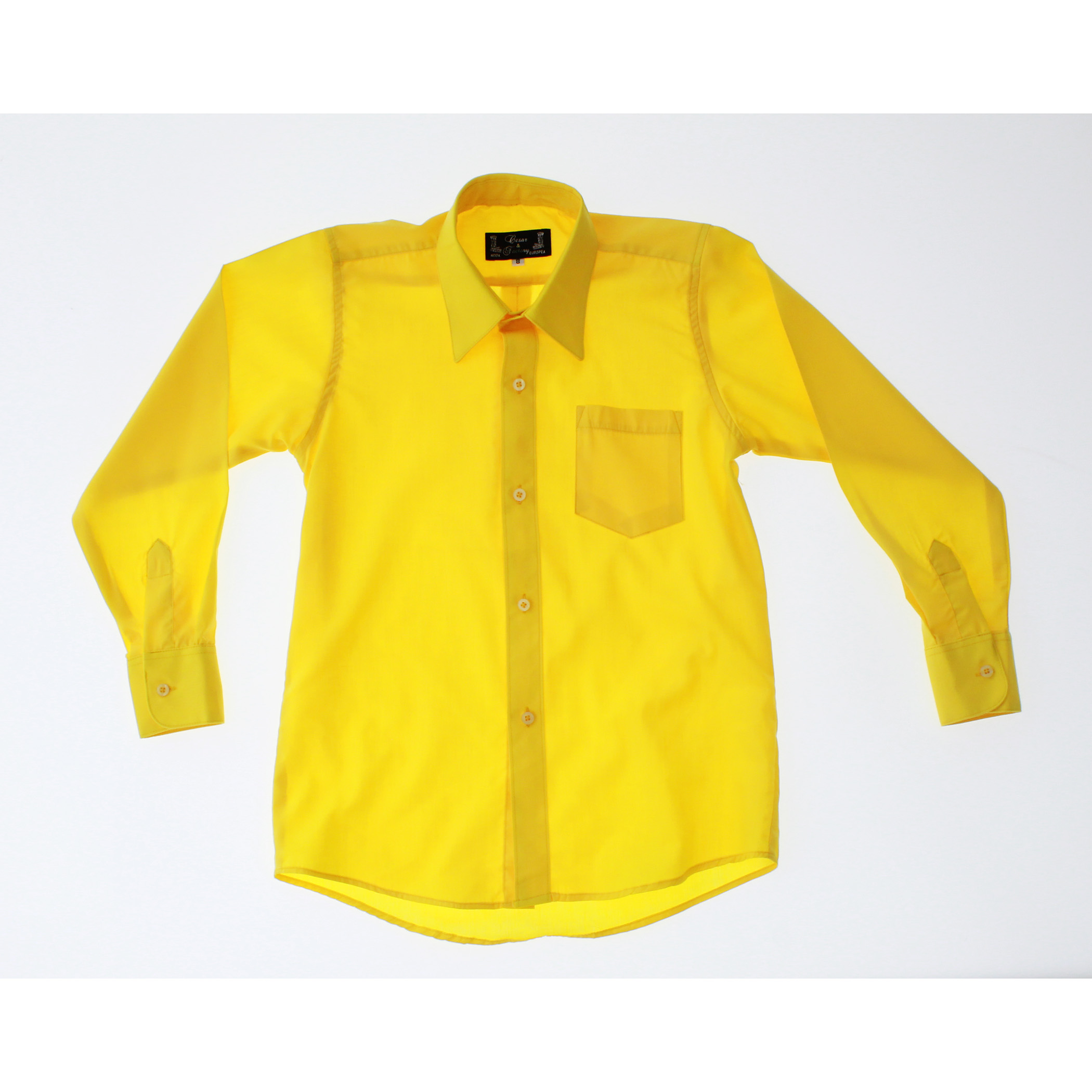 Camisa De Vestir Niño Color Amarillo Manga Larga 3596 2-18 Años..