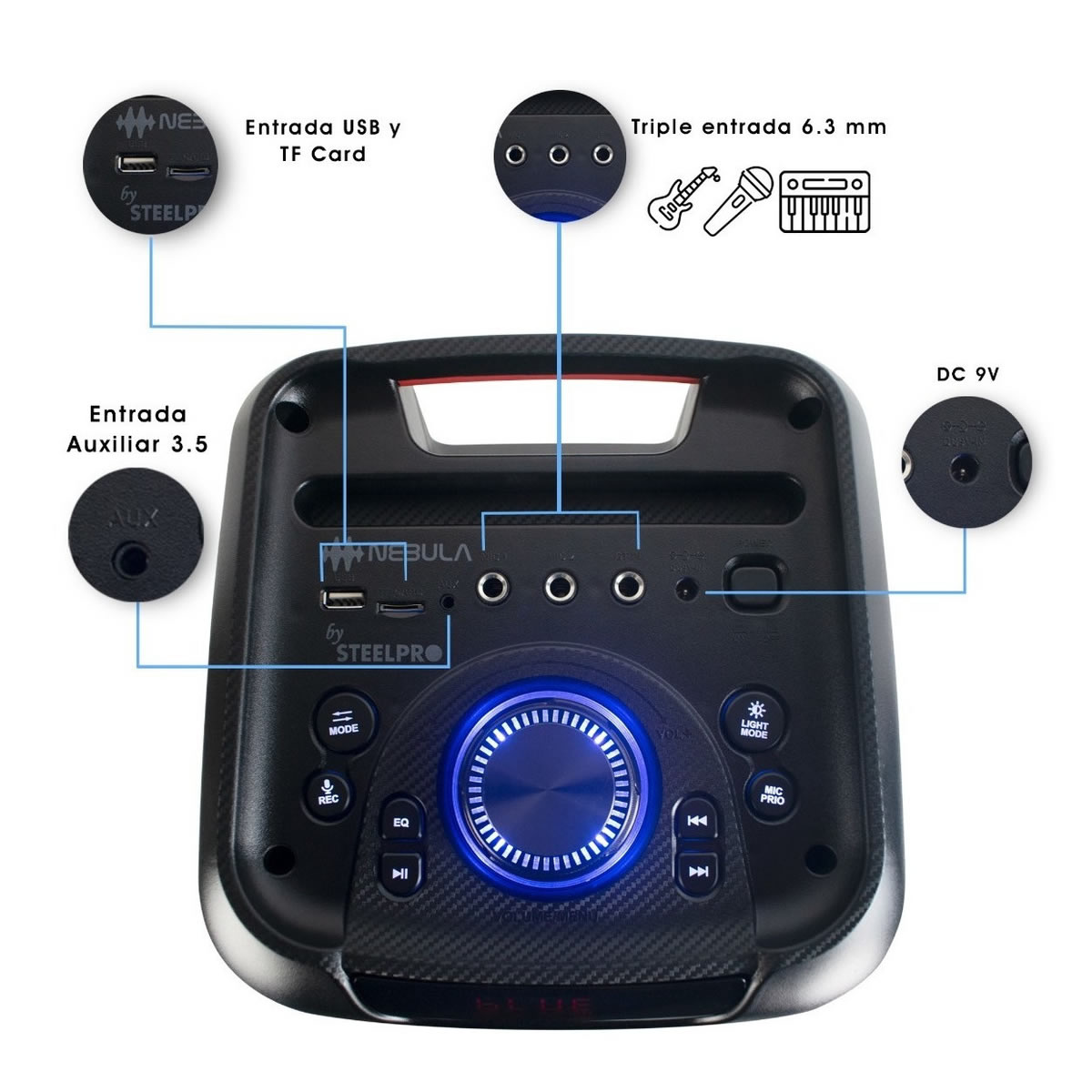Bocina SteelPro Technologies Nebula Con Batería Recargable