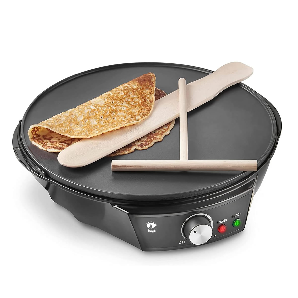 Crepera Raga Con Plato De Calentamiento De 30cm - Negro