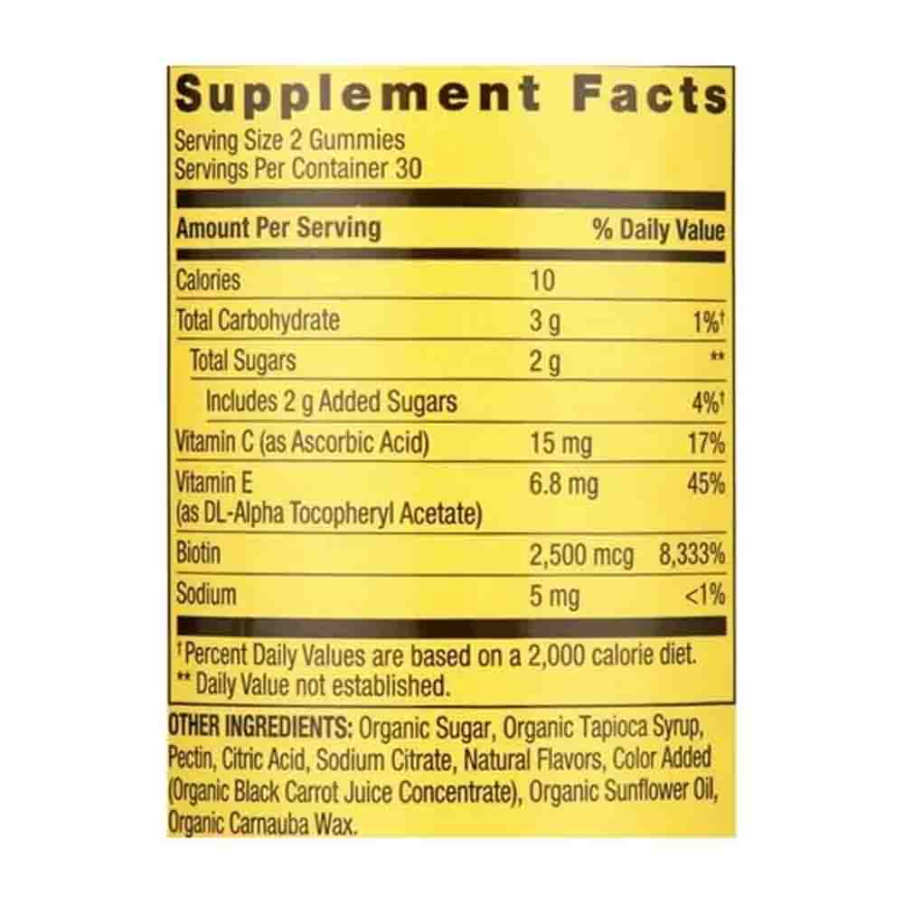 Biotin + Colágeno 2500mcg Hair, Skin, Nails, Spring Valley 60 Gomitas