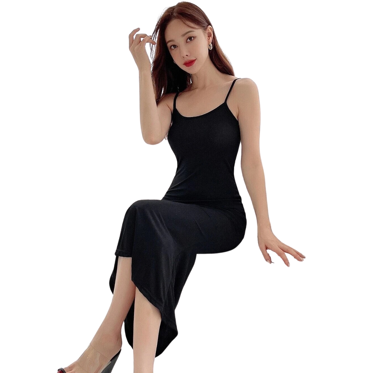 Vestido Largo Casual para Mujer, cuello redondo, sin mangas, elegante, cola de sirena.