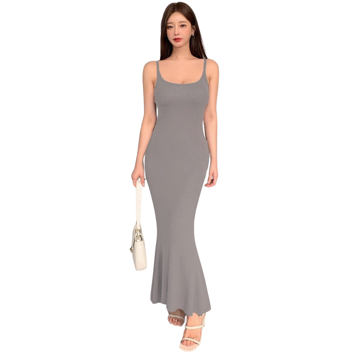 Vestido Largo Casual para Mujer, cuello redondo, sin mangas, elegante, cola de sirena.